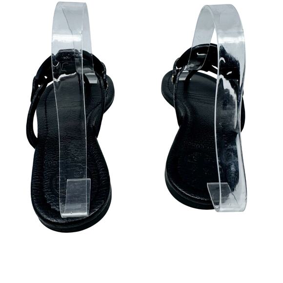 TORY BURCH Black Pebbled Leather Miller Sandals Slides Flip Flops Size 6.5 - Picture 8 of 9
